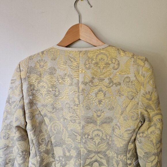 Aritzia Wilfred 'Festin' Brocade Jaquard Blazer Jacket Sz 2 Open Front Yellow - Picture 10 of 13